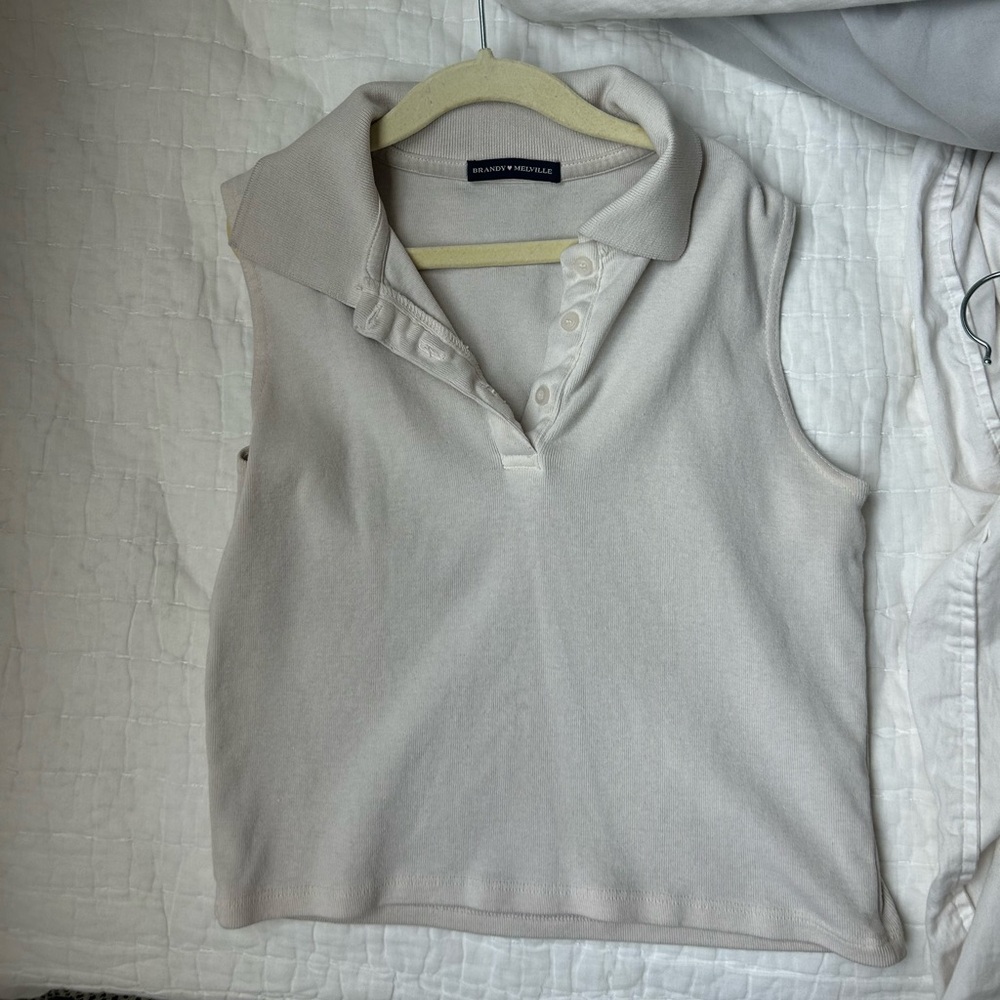 Brandy Melville Cream Collared Top